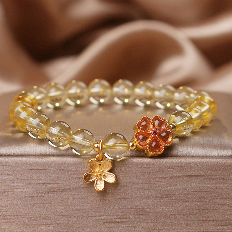 Citrine Prosperity Flower Bracelet 14-16cm