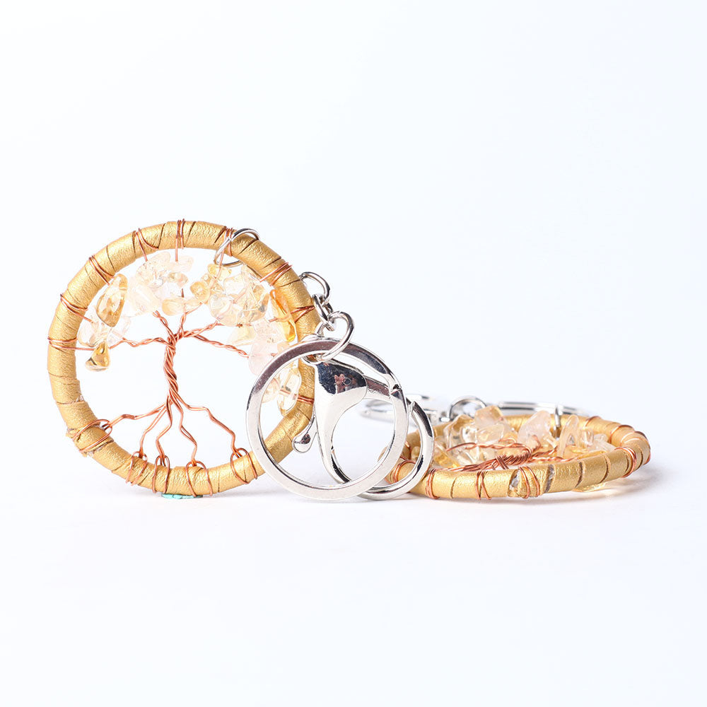 Citrine Tree of Life Key Chain 4.8 Inches Spiritual Balance