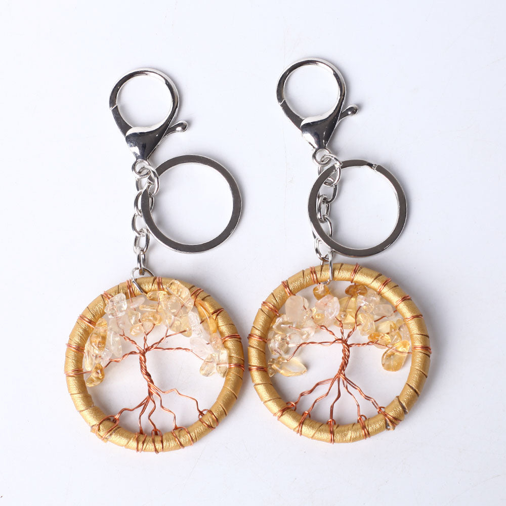 Citrine Tree of Life Key Chain 4.8 Inches Spiritual Balance