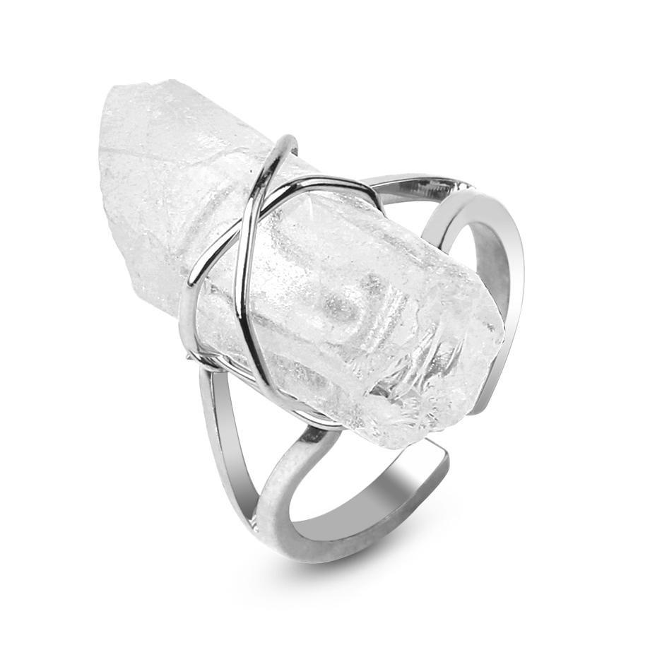 Quartz Open Ring with Complimentary Quartz Bracelet
