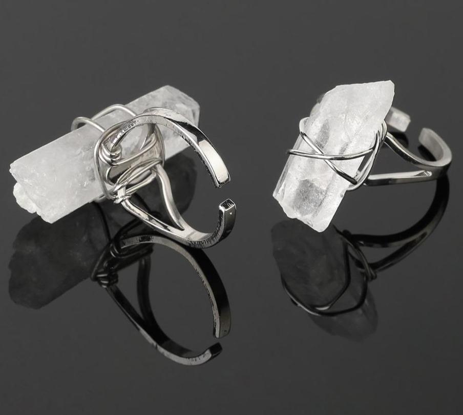 Quartz Open Ring with Complimentary Quartz Bracelet