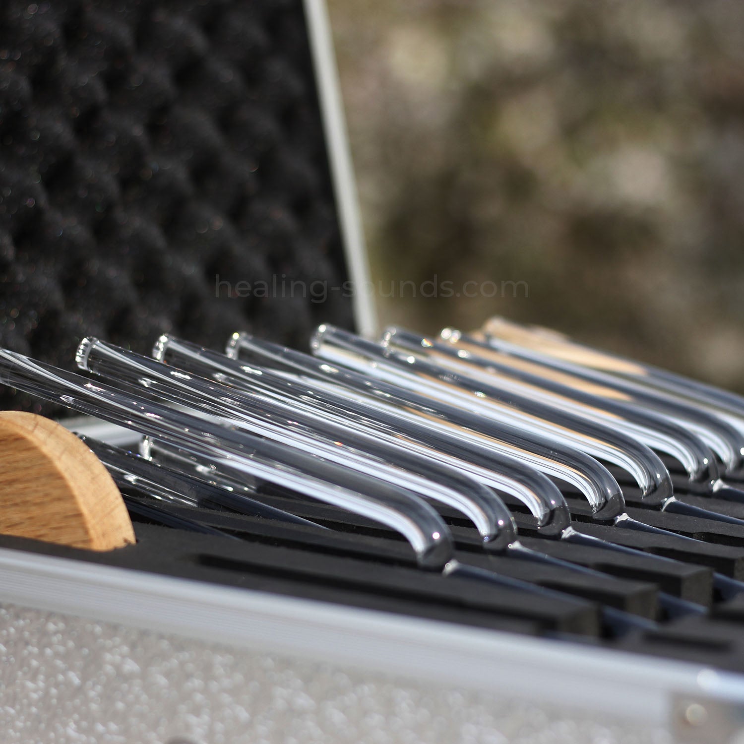 432 Hz Clear Crystal Tuning Fork Set with Box - 8pc - 10 mm/20 mm