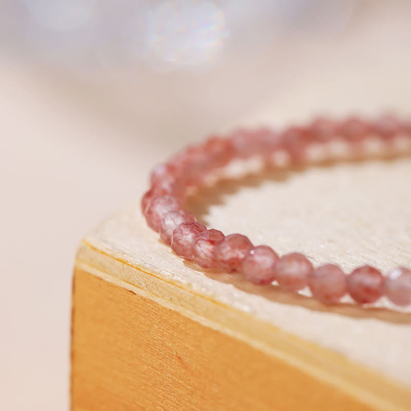 Clear Quartz Bracelet with Strawberry Quartz & Healing Crystals
