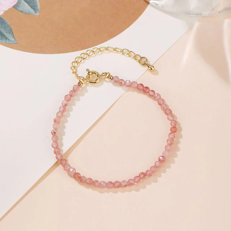 Clear Quartz Bracelet with Strawberry Quartz & Healing Crystals