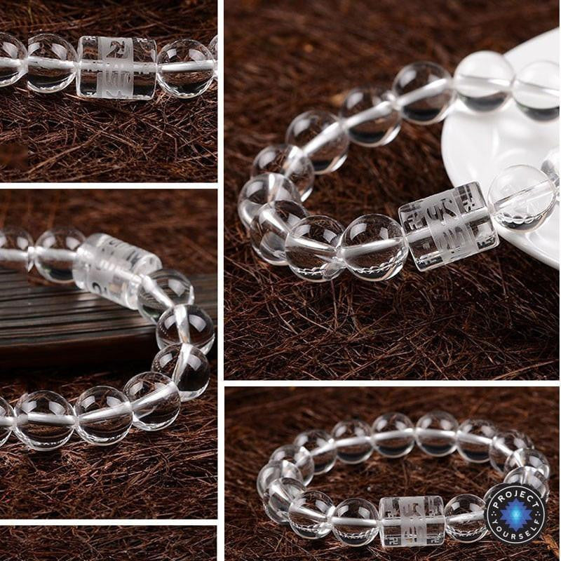Clear Quartz Mantra Bracelet for Clarity and Focus