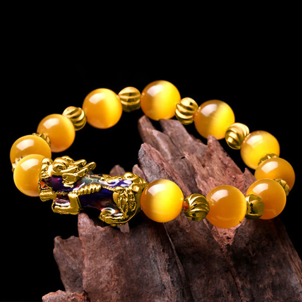 Color Change PiXiu Bracelet with Chrysoberyl Cats Eye