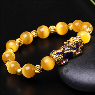 Color Change PiXiu Bracelet with Chrysoberyl Cats Eye