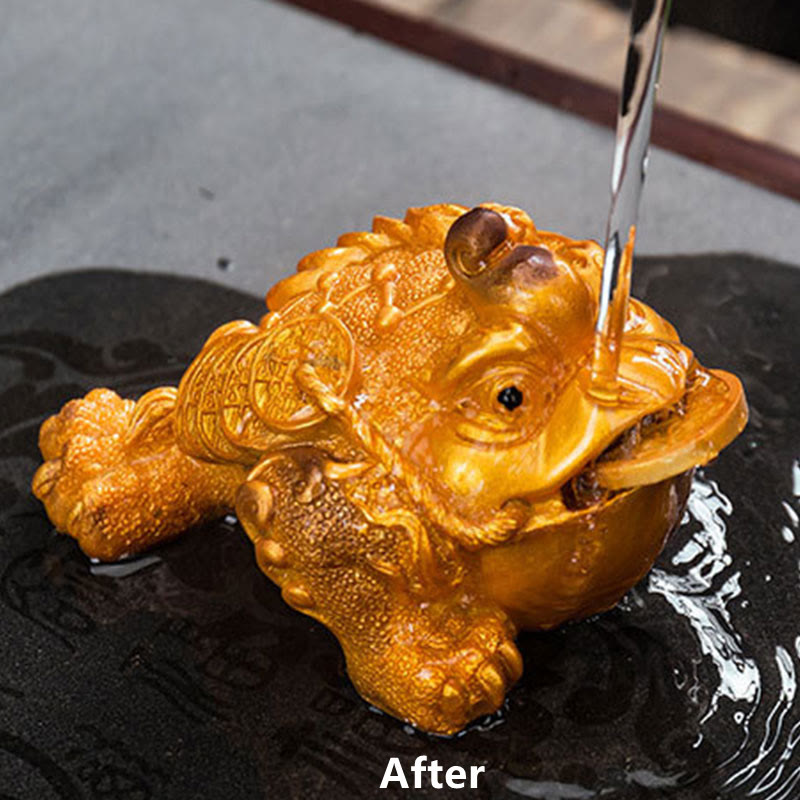 Color Changing Feng Shui Frog Resin Tea Pet Figurine