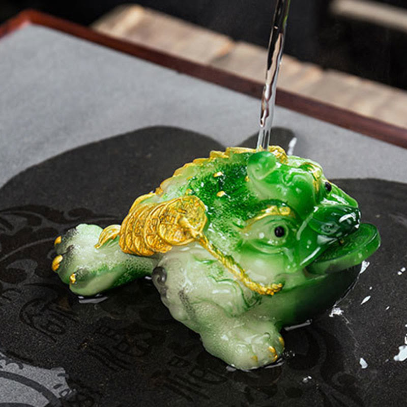 Color Changing Feng Shui Frog Resin Tea Pet Figurine