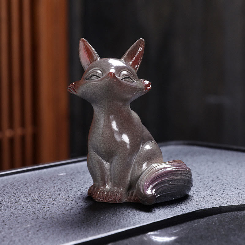 Color Changing Fox Tea Pet Resin Figurine | Zen Decor