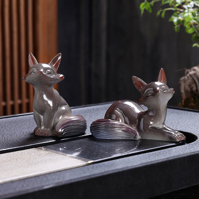 Color Changing Fox Tea Pet Resin Figurine | Zen Decor