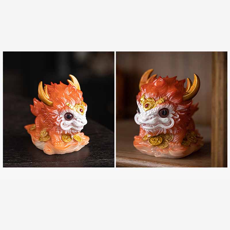 Color Changing Kirin Resin Spiritual Statue | Home Zen Decor