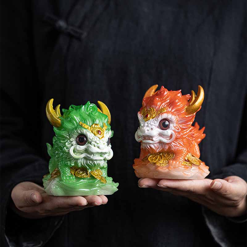 Color Changing Kirin Resin Spiritual Statue | Home Zen Decor