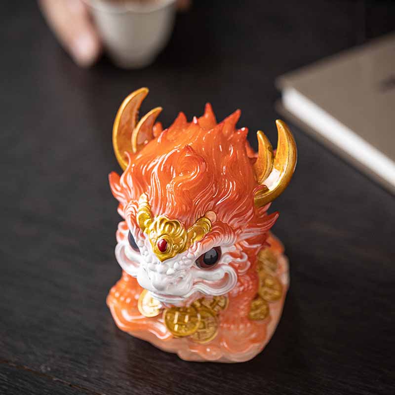 Color Changing Kirin Resin Spiritual Statue | Home Zen Decor