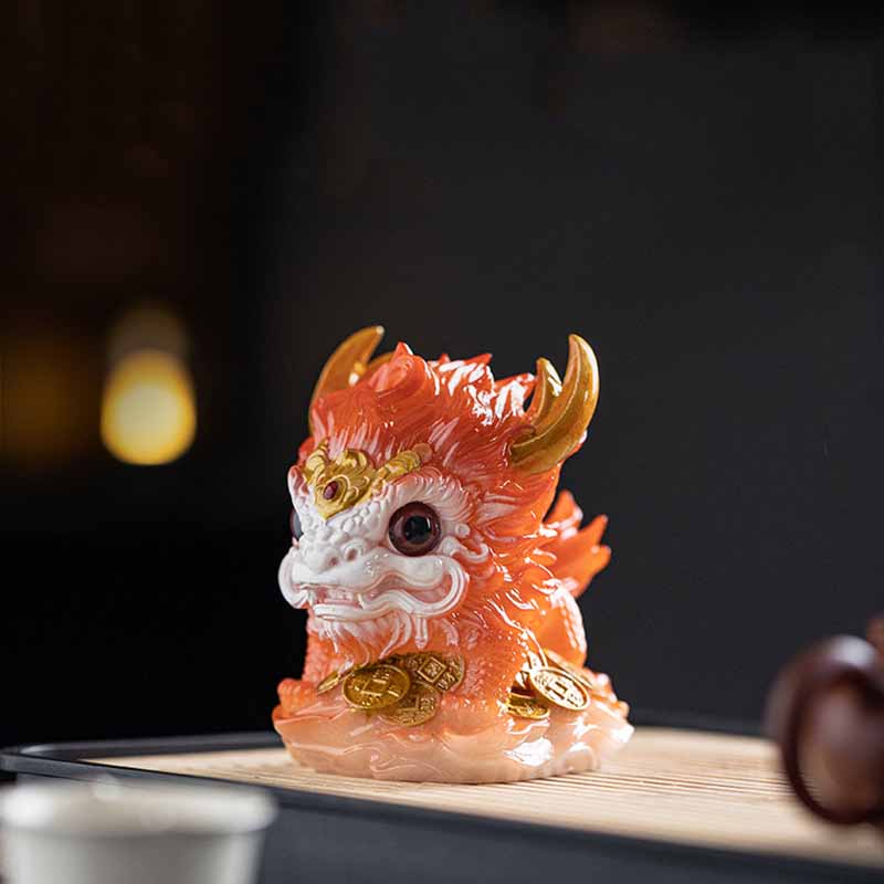 Color Changing Kirin Resin Spiritual Statue | Home Zen Decor