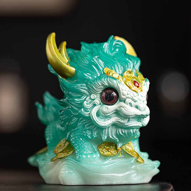 Color Changing Kirin Resin Spiritual Statue | Home Zen Decor