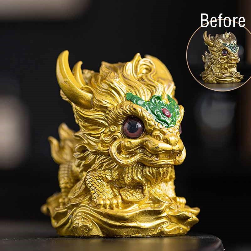 Color Changing Kirin Resin Spiritual Statue | Home Zen Decor