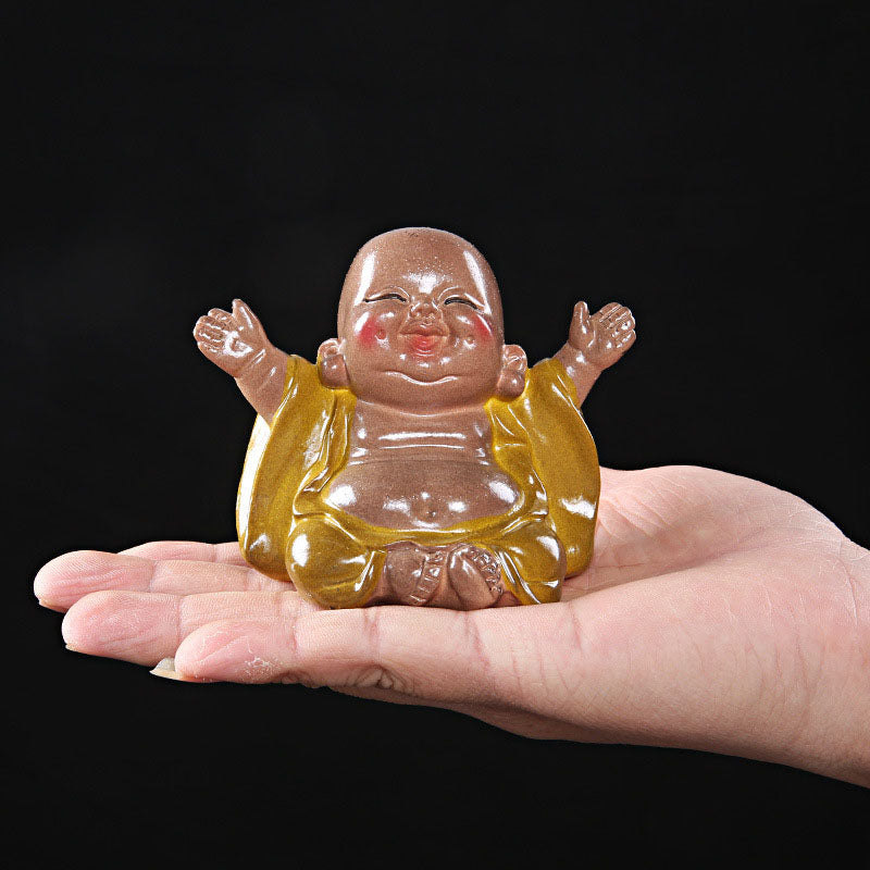 Color Changing Laughing Buddha Resin Tea Pet
