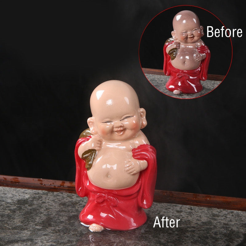 Color Changing Laughing Buddha Resin Tea Pet