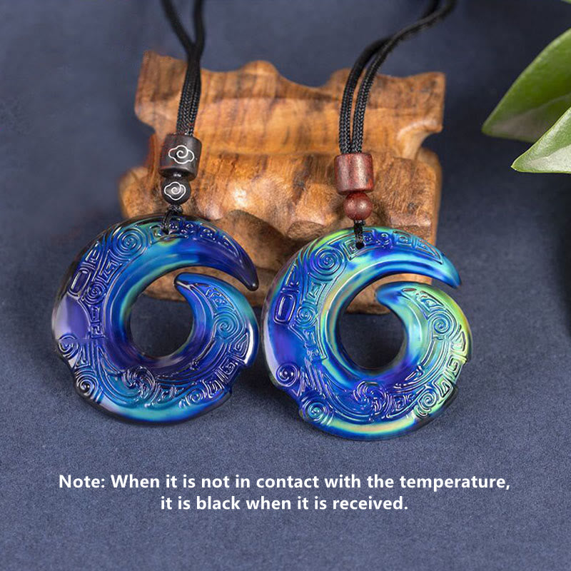Color-Changing Liuli Crystal Necklace | Luck & Peace Symbol