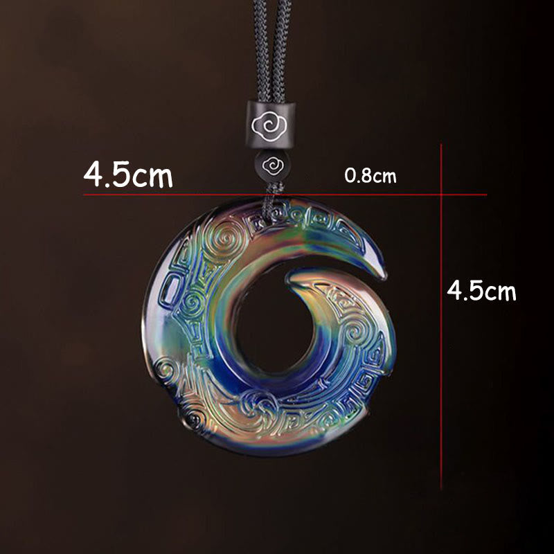 Color-Changing Liuli Crystal Necklace | Luck & Peace Symbol