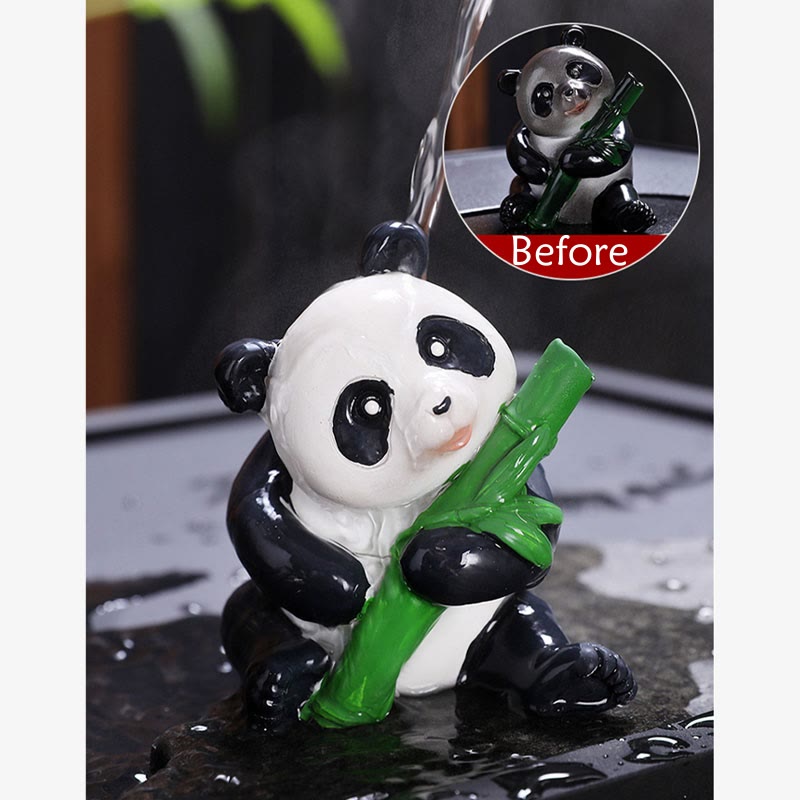 Color Changing Panda Bamboo Resin Tea Pet Figurine