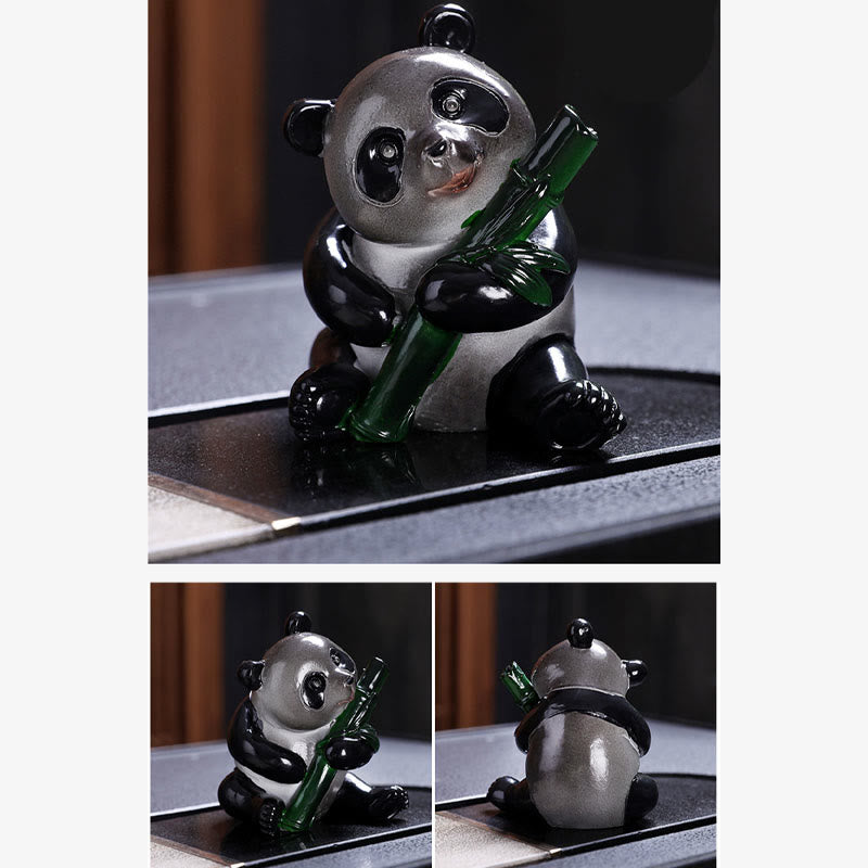 Color Changing Panda Bamboo Resin Tea Pet Figurine