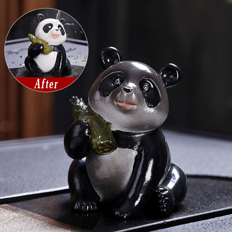 Color Changing Panda Bamboo Resin Tea Pet Figurine