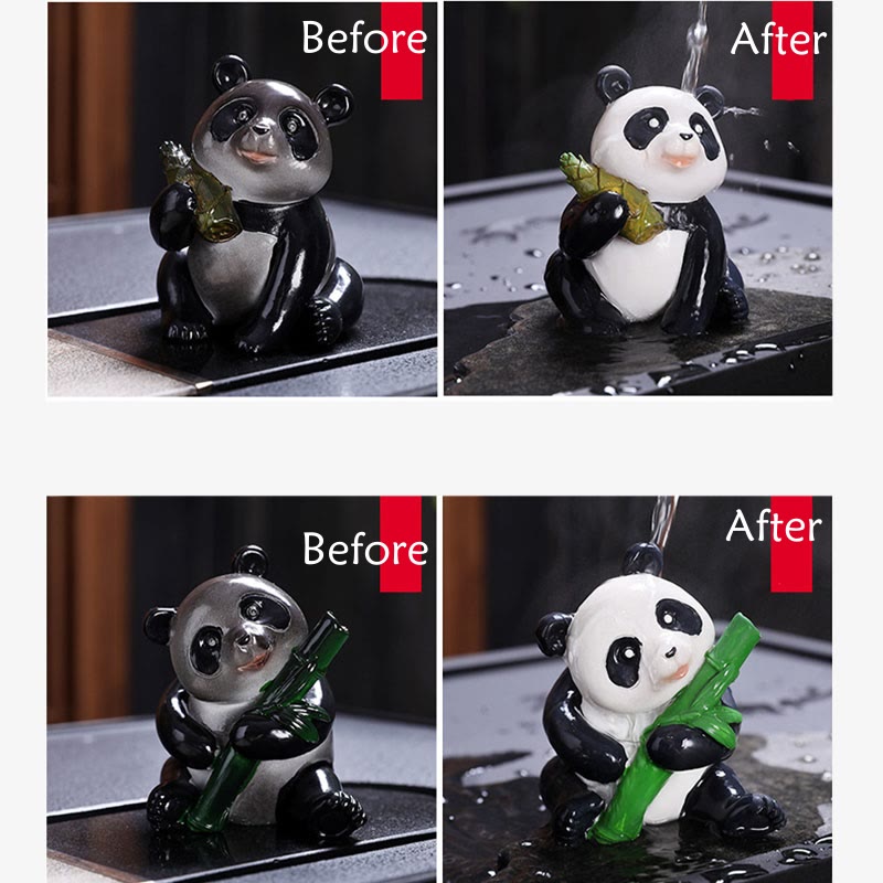 Color Changing Panda Bamboo Resin Tea Pet Figurine