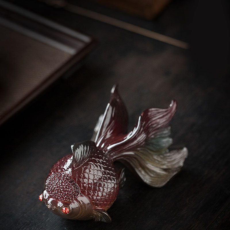 Color Changing Resin Koi Fish Figurine for Wealth & Luck