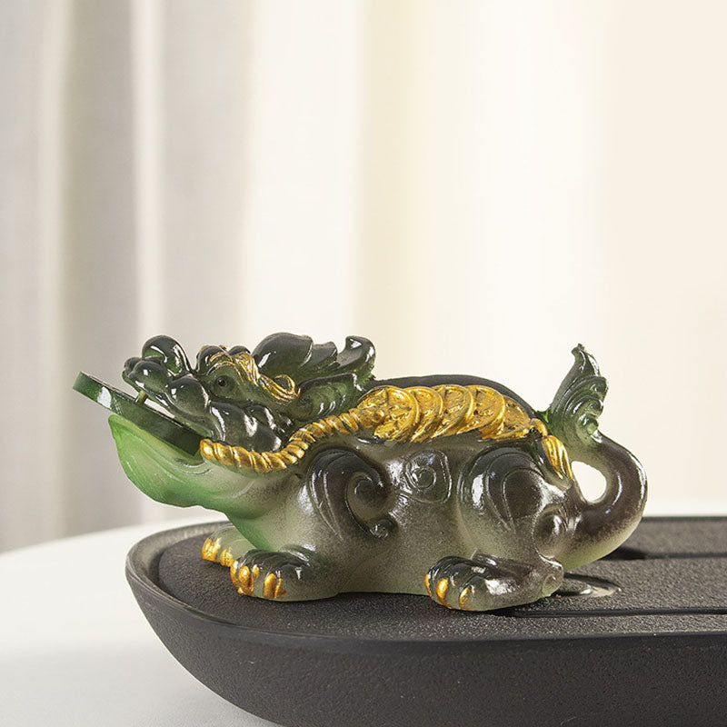 Color Changing Small PiXiu Resin Wealth Figurine 11cm