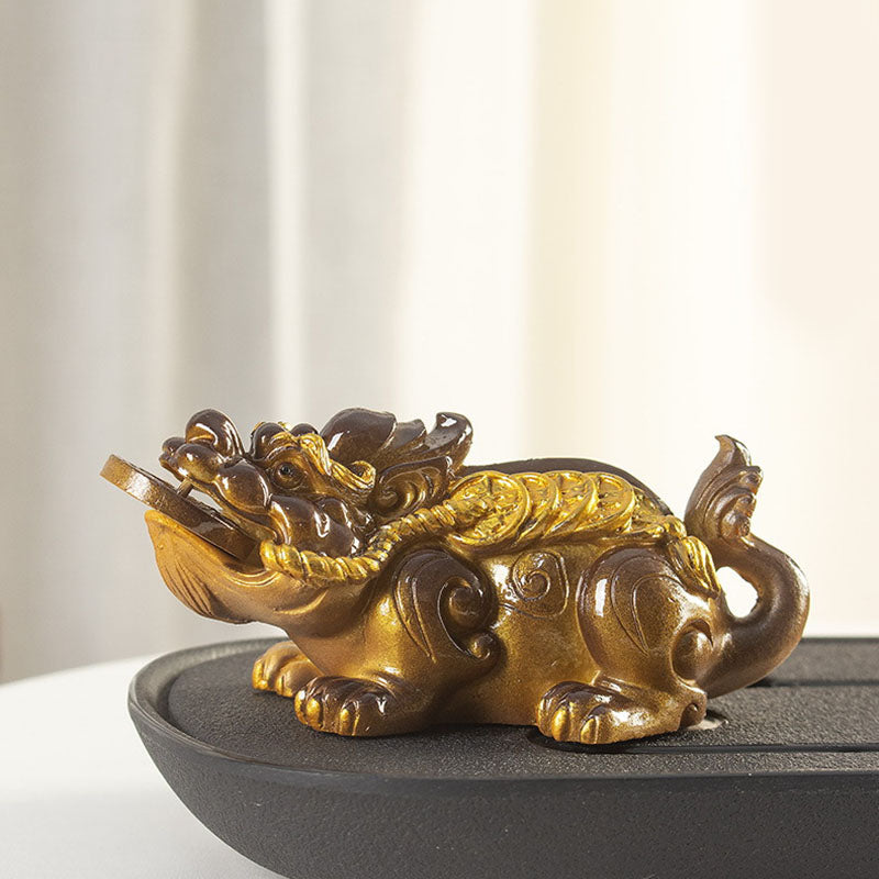 Color Changing Small PiXiu Resin Wealth Figurine 11cm