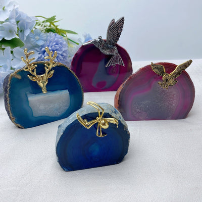 Colored Agate Slab Free Form Crystal Specimen 3-inch