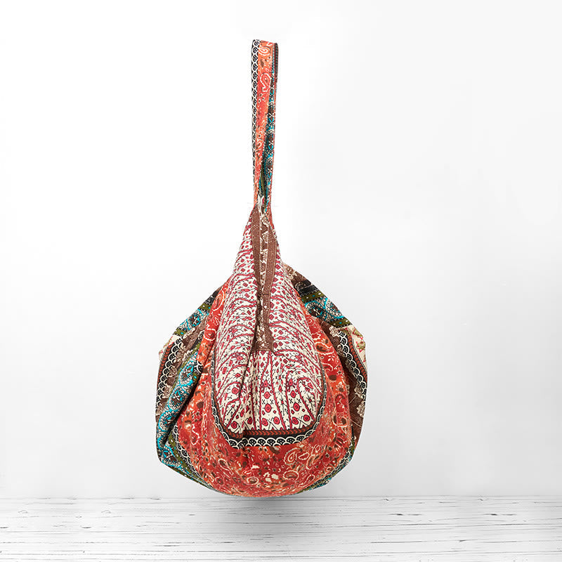 Colored Stripes Cotton Shoulder Bag for Yoga Essentials