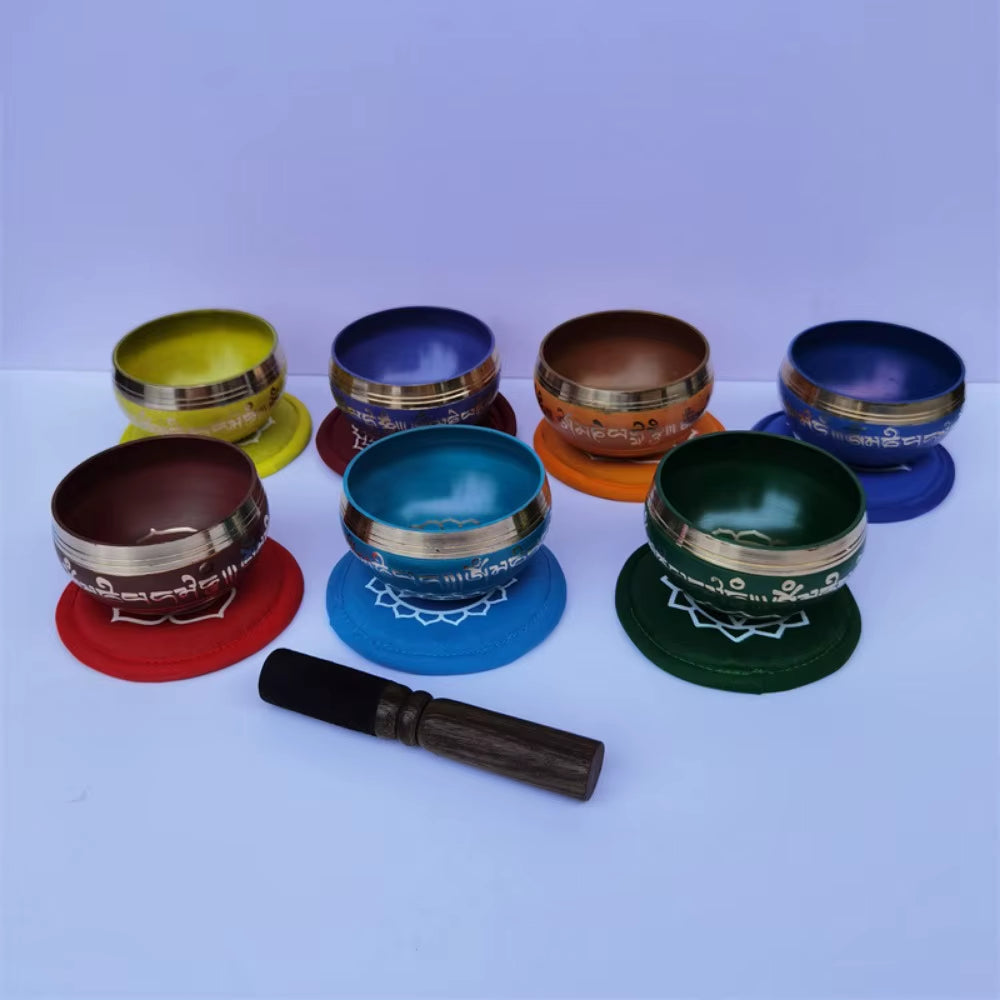 8Cm Colorful Nepal Singing Bowl Brass Buddhist Tibetan Bowls Chakras Yoga Meditation Mindfulness Handmade Sound Bowl Accessories