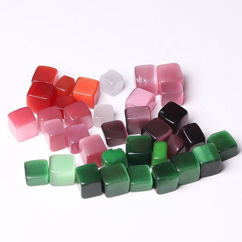Colorful Cat Eye Tumbled Stones Cubes 15-20mm