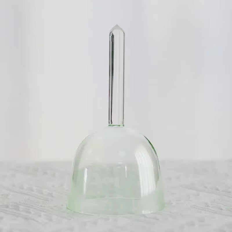 Clear glass bell with straight handle for Colorful Crystal Singing Bowl with Handle