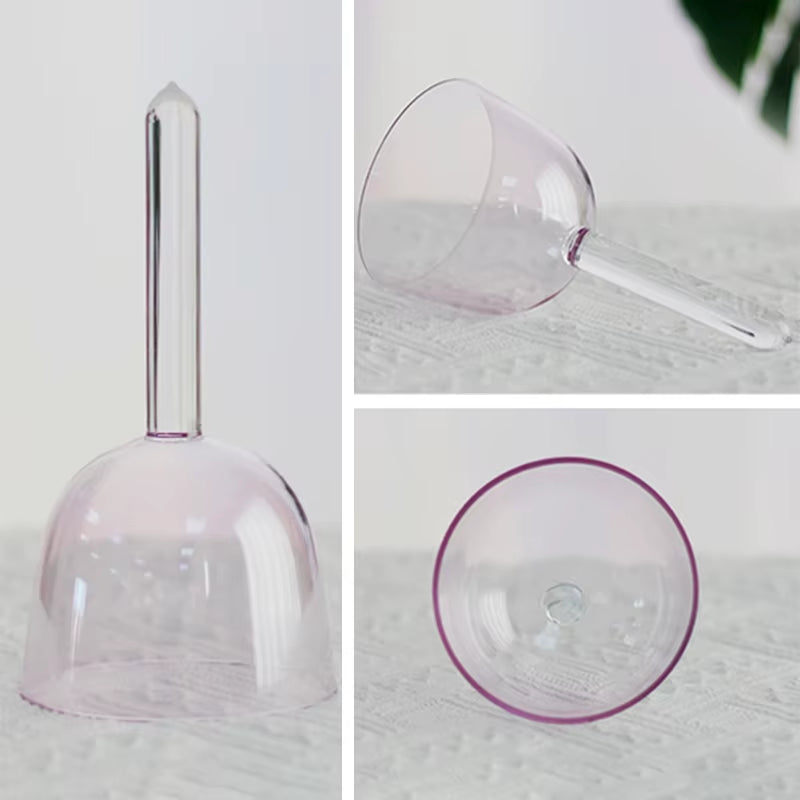 Clear glass bell with long stem handle for Colorful Crystal Singing Bowl with Handle