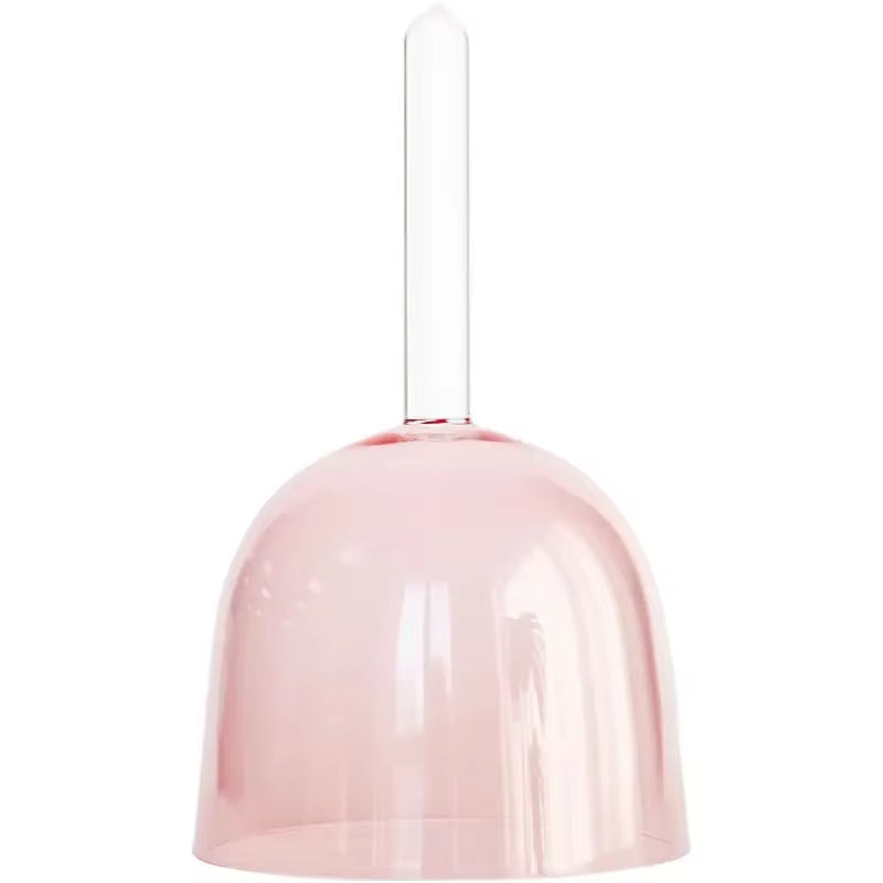 Pink dome-shaped pendant light with clear glass stem for Colorful Crystal Singing Bowl