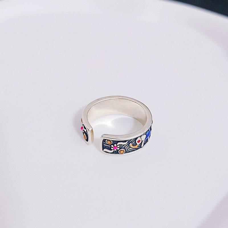 Colorful Elephant Strength Adjustable Ring in Copper Silver