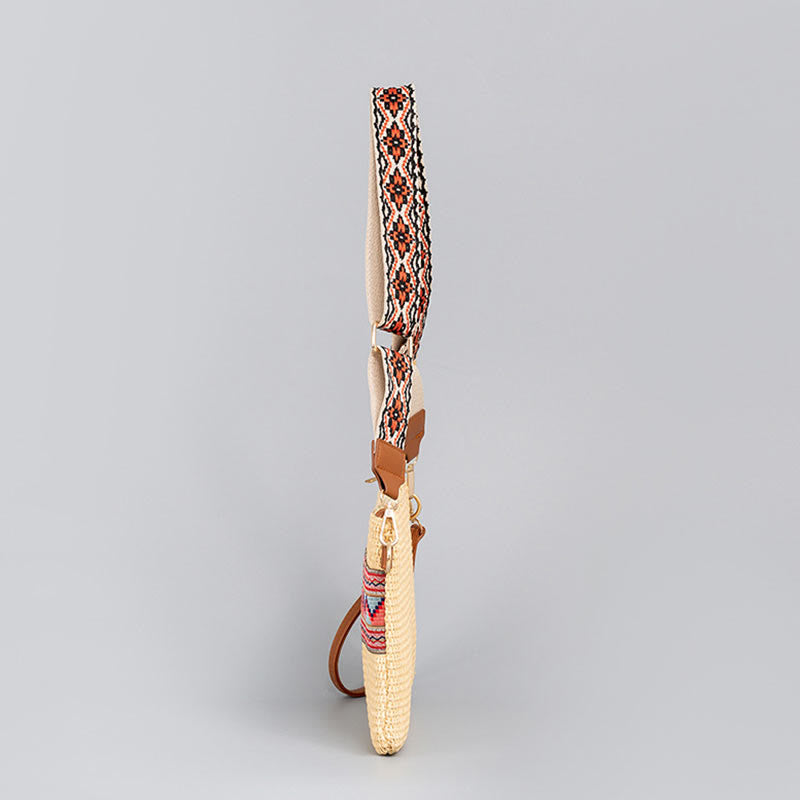 Colorful Geometry Boho Straw Woven Crossbody Bag 28cm
