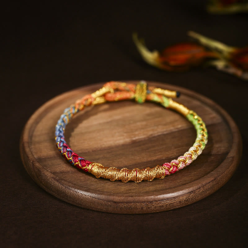 Colorful Gold Thread Tibetan Dragon Scale Knot Red String Bracelet
