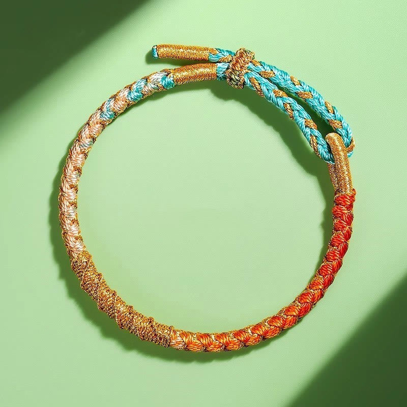 Colorful Gold Thread Tibetan Dragon Scale Knot Red String Bracelet
