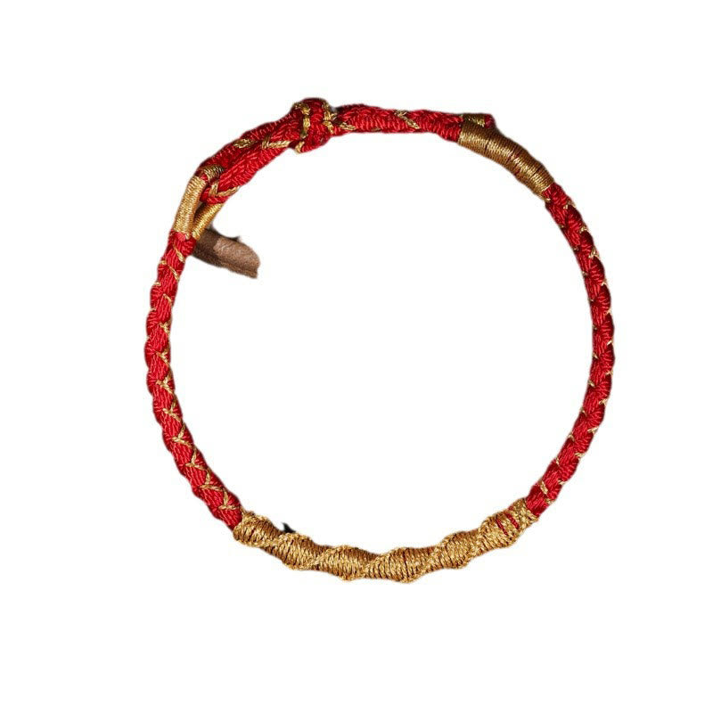 Colorful Gold Thread Tibetan Dragon Scale Knot Red String Bracelet