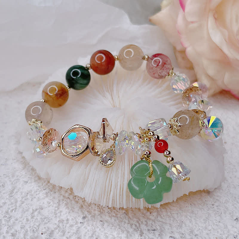 Colorful Green Aventurine Luck Bracelet | Gemstone Flower Beads