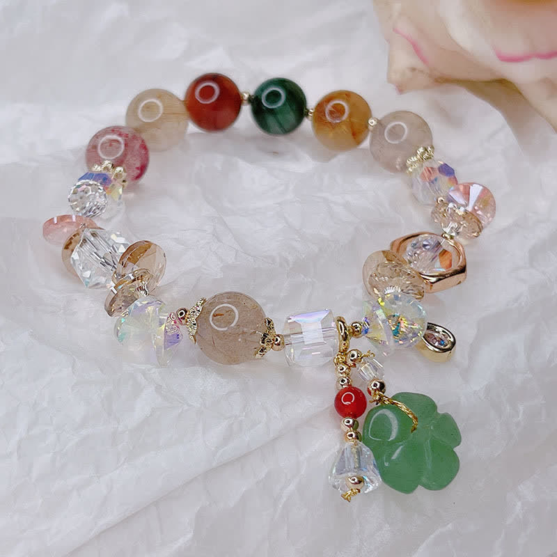 Colorful Green Aventurine Luck Bracelet | Gemstone Flower Beads
