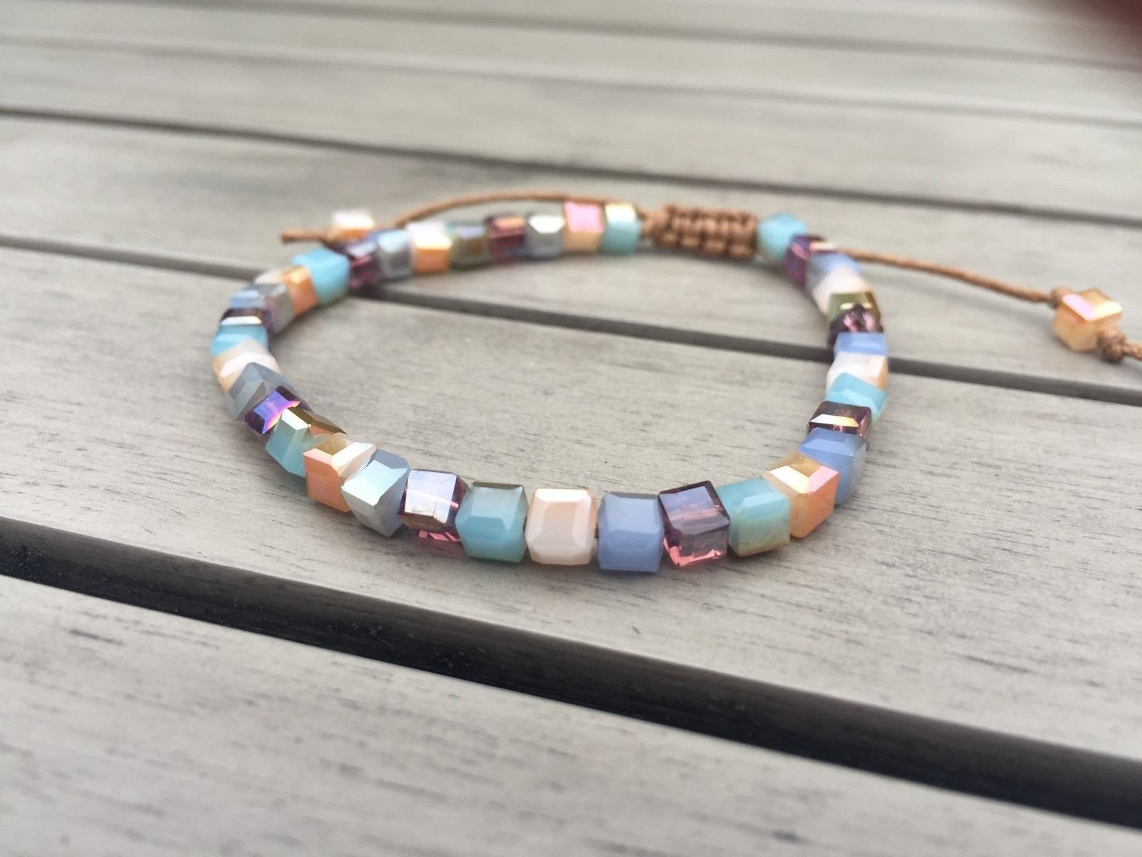 Colorful Iridescent Crystal Friendship Bracelet