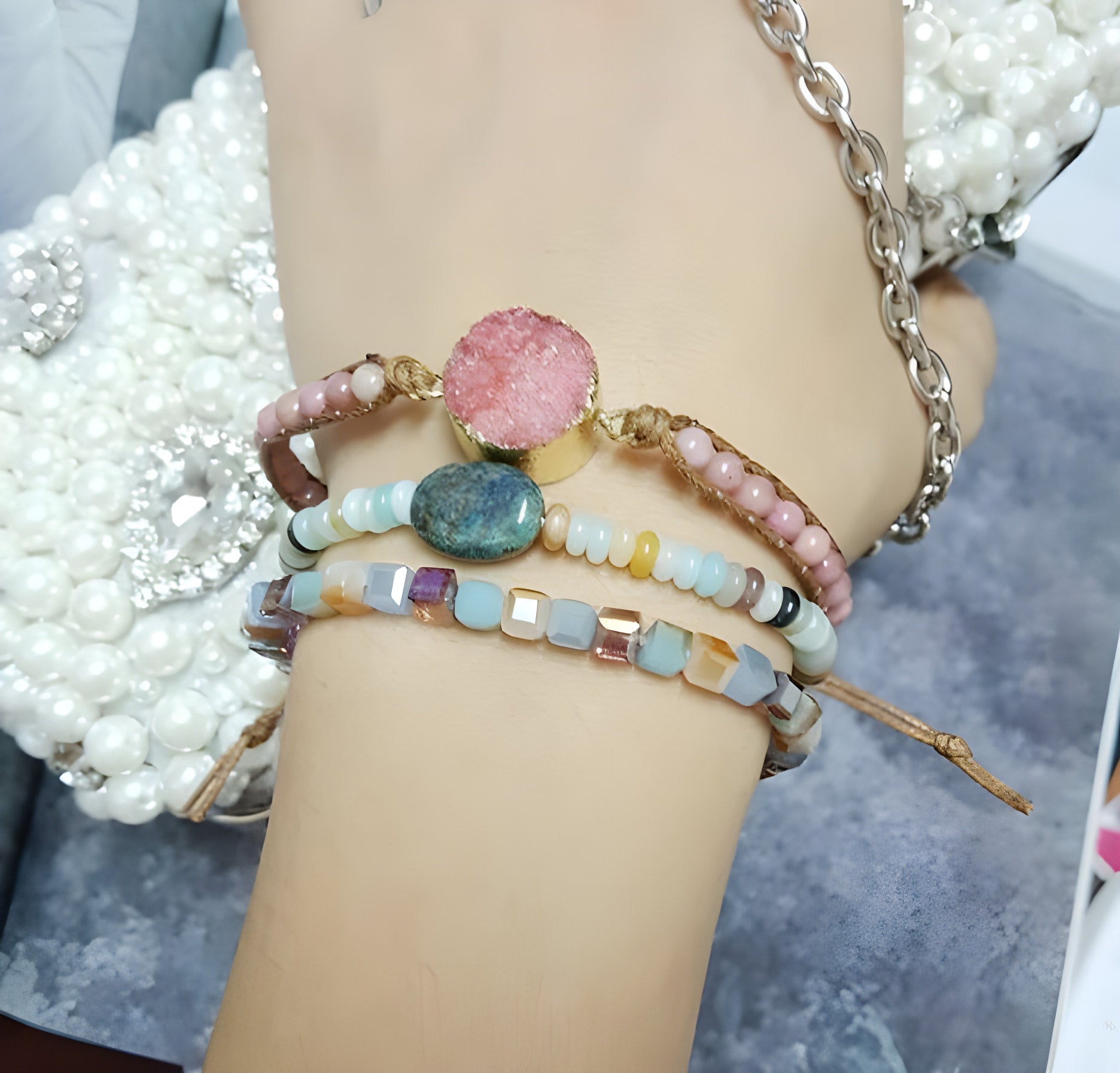 Colorful Iridescent Crystal Friendship Bracelet