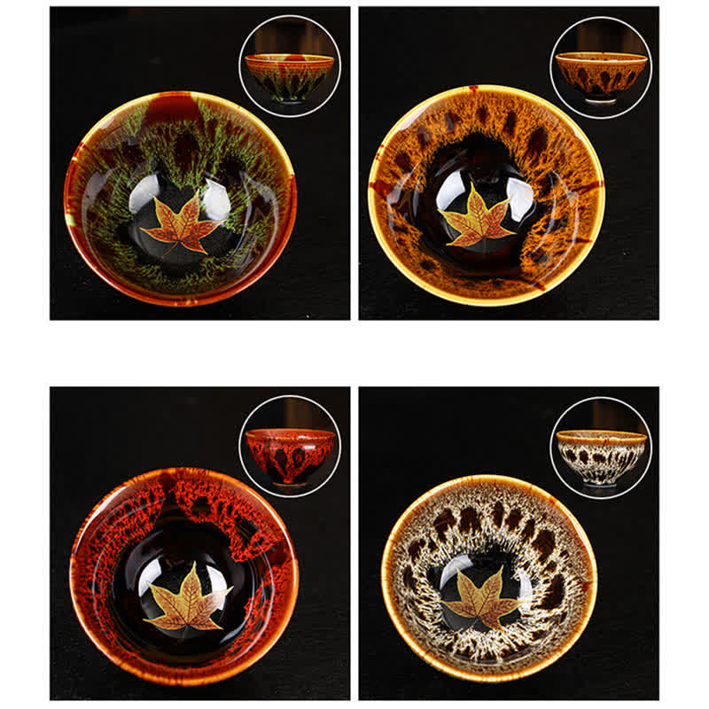 Colorful Maple Leaf Ceramic Teacup 110ml for Cozy Tea