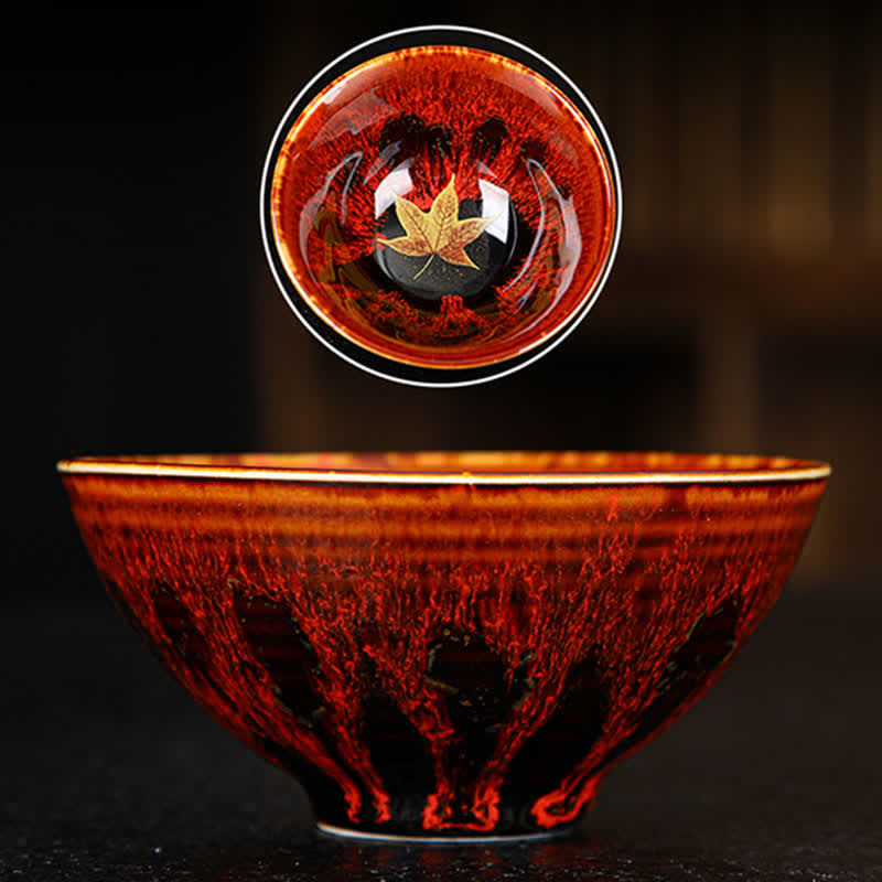 Colorful Maple Leaf Ceramic Teacup 110ml for Cozy Tea